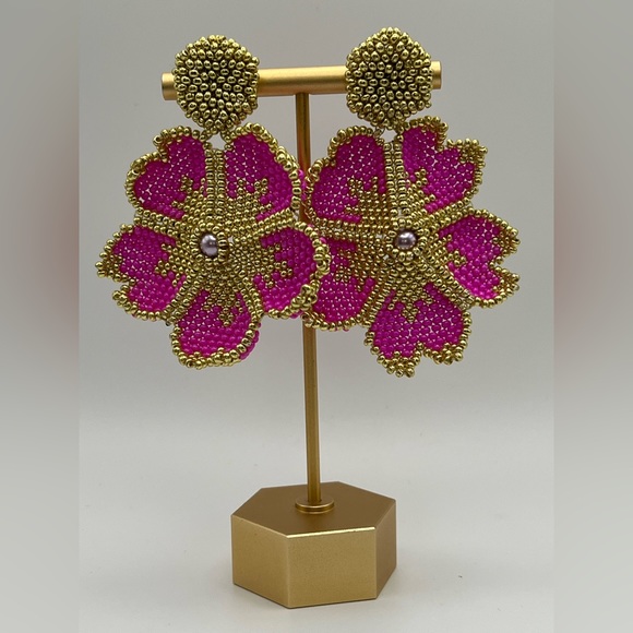 Elegant Chic Beaded Flower Earrings - Boho Chic Flower Earrings - Picture 7 of 8